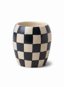 Порцеланова соева свещ Падивакс Шахмат, черна - Черна смокиня и маслина